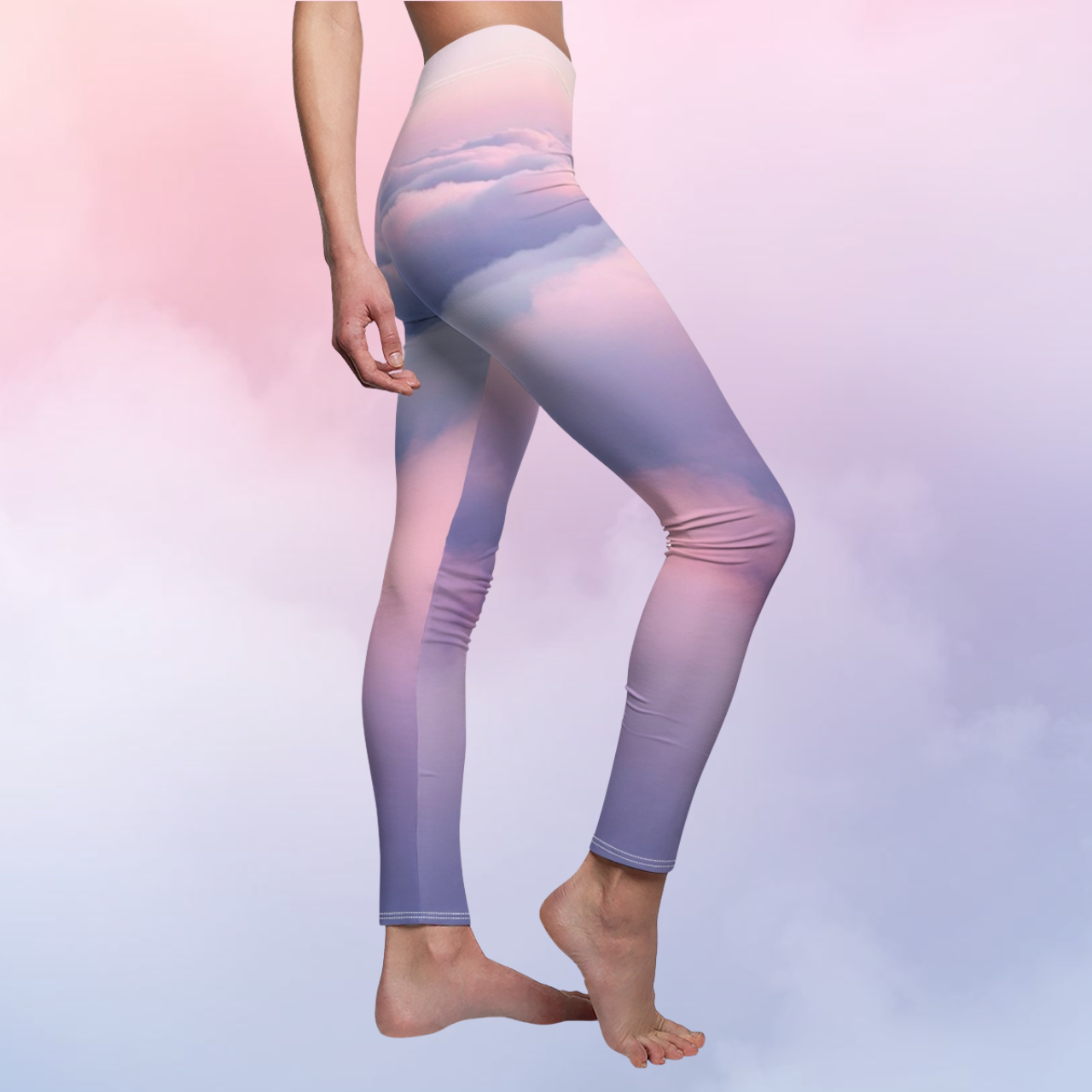 Pastel Cloud Print Leggings — Women's Casual All-Over-Print product thumbnail image