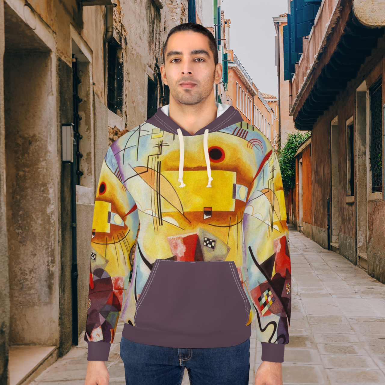 Abstract Wassily Kandinsky Style All-Over Print Hoodie — Geometric Colorblock Art Pullover product thumbnail image