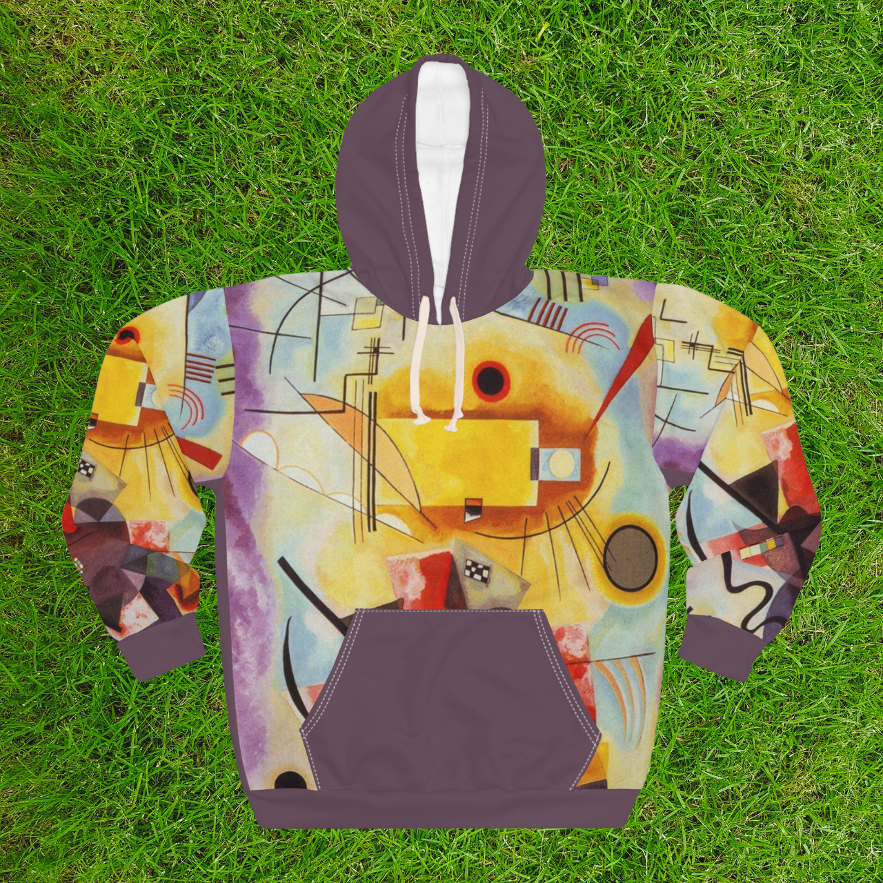 Abstract Wassily Kandinsky Style All-Over Print Hoodie — Geometric Colorblock Art Pullover product thumbnail image