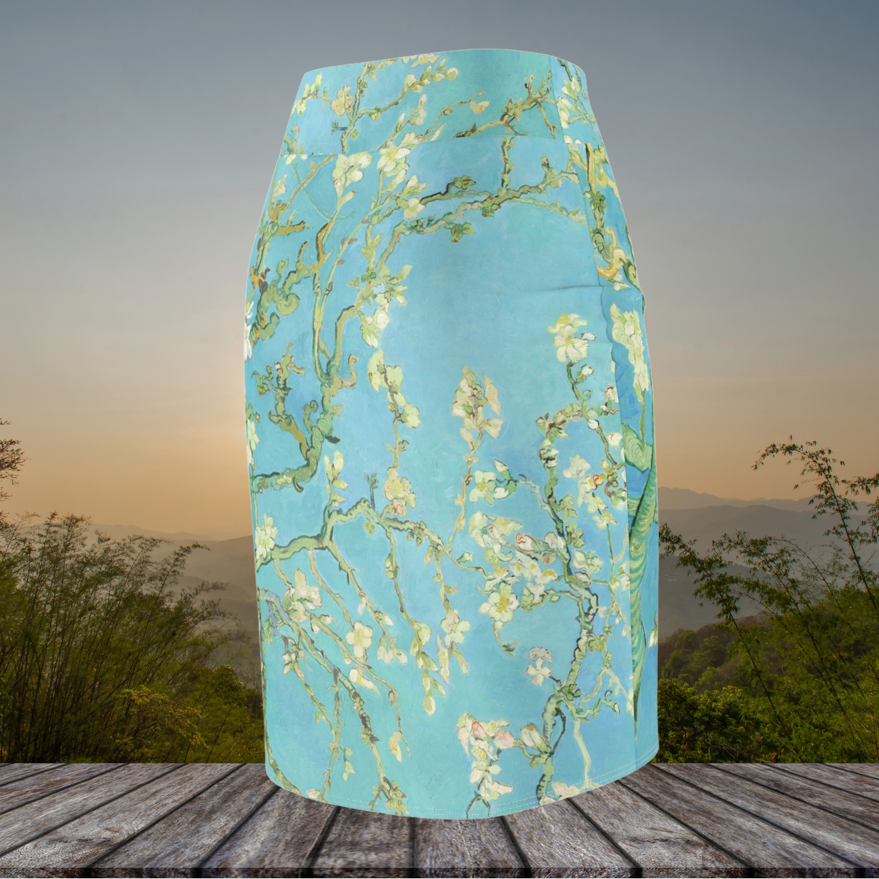 Almond Blossom Blue Pencil Skirt product thumbnail image
