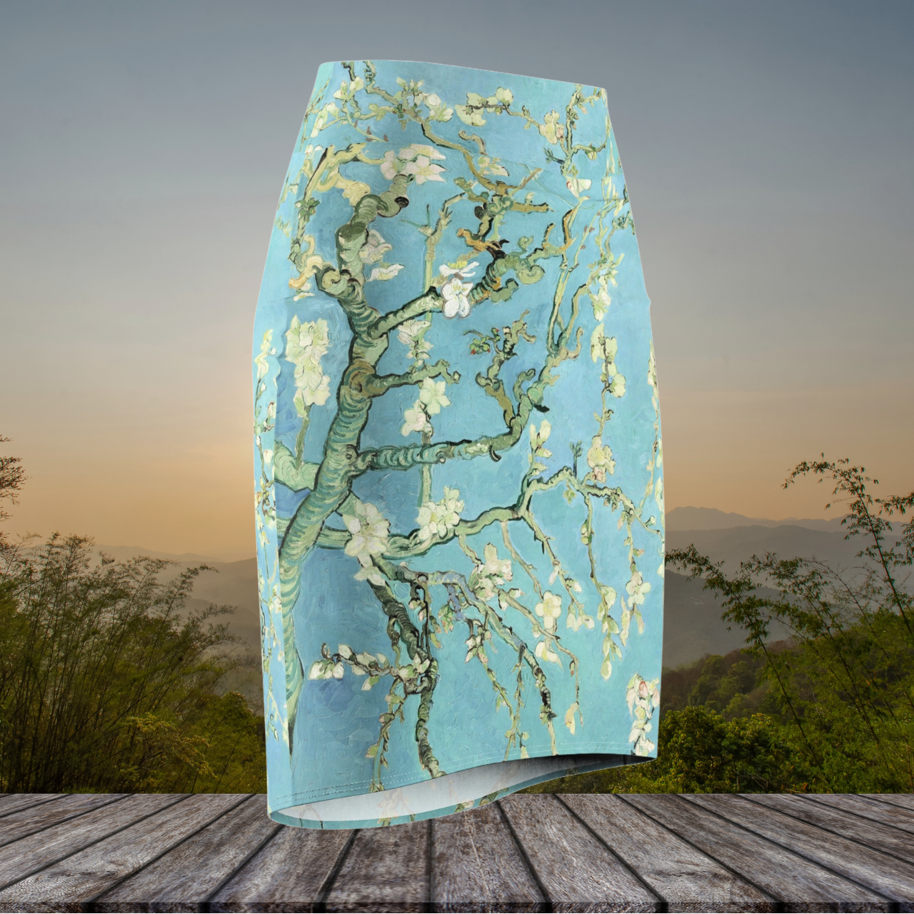 Almond Blossom Blue Pencil Skirt product thumbnail image