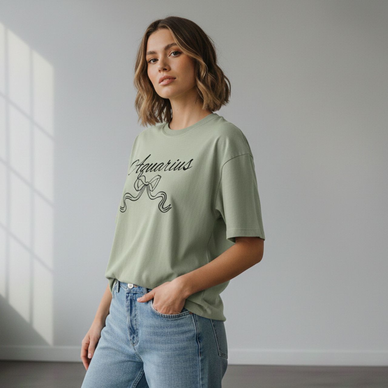 Aquarius Script Zodiac Short Sleeve Unisex Comfort Colors T-Shirt product thumbnail image Aquarius Script Zodiac Short Sleeve Unisex Comfort Colors T-Shirt product thumbnail image