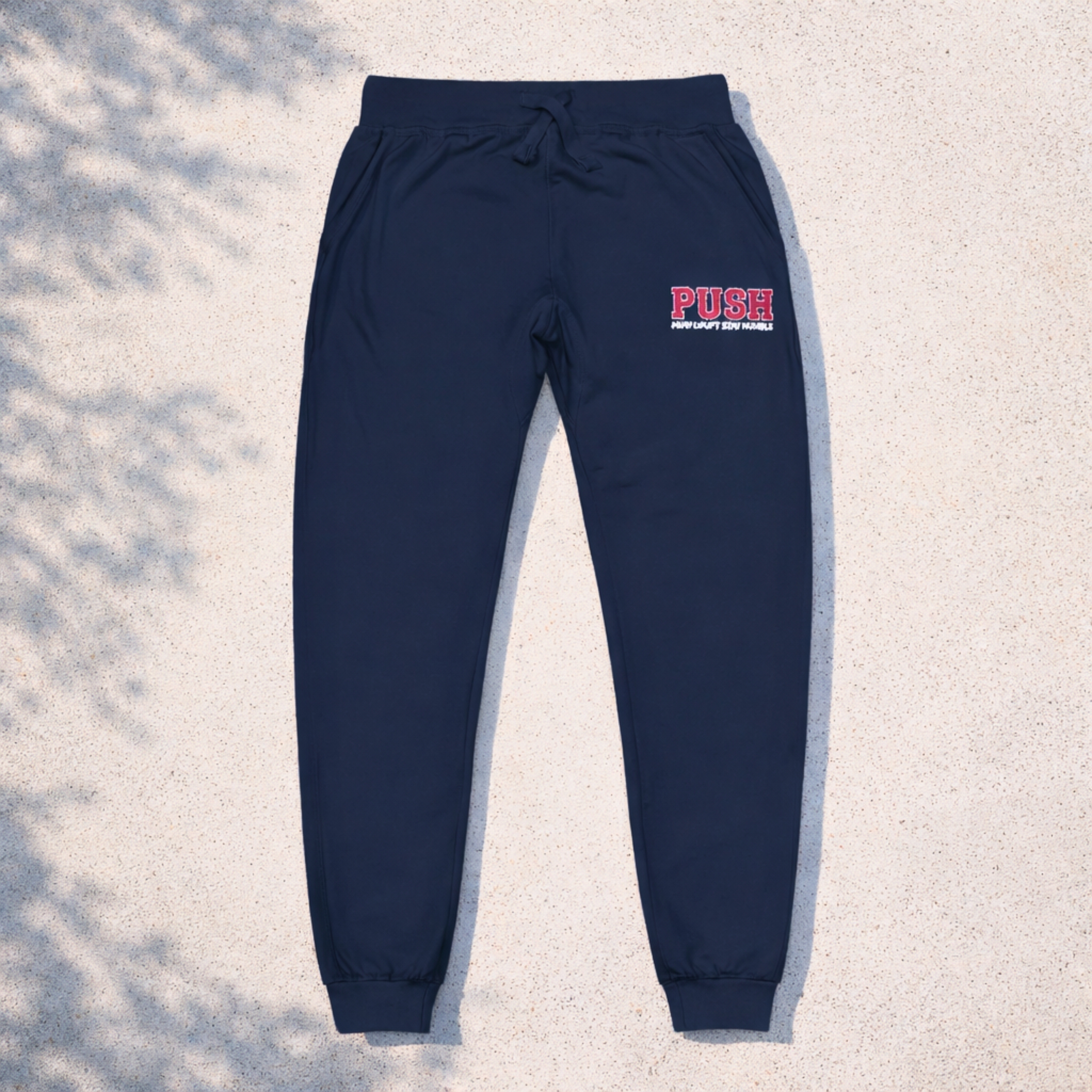Unisex Fleece PUSH Navy/Flamingo/White Sweatpants (Embroidery)