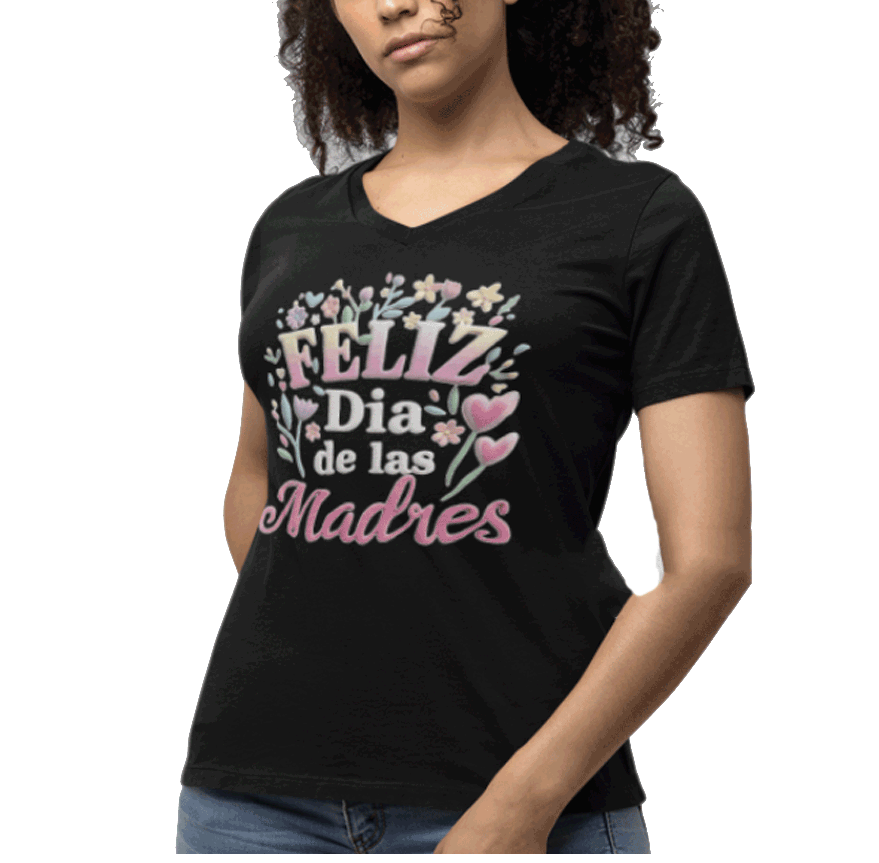 Feliz Día de las Madres V-Neck Tee, Floral Mother’s Day Shirt product thumbnail image Feliz Día de las Madres V-Neck Tee, Floral Mother’s Day Shirt product thumbnail image
