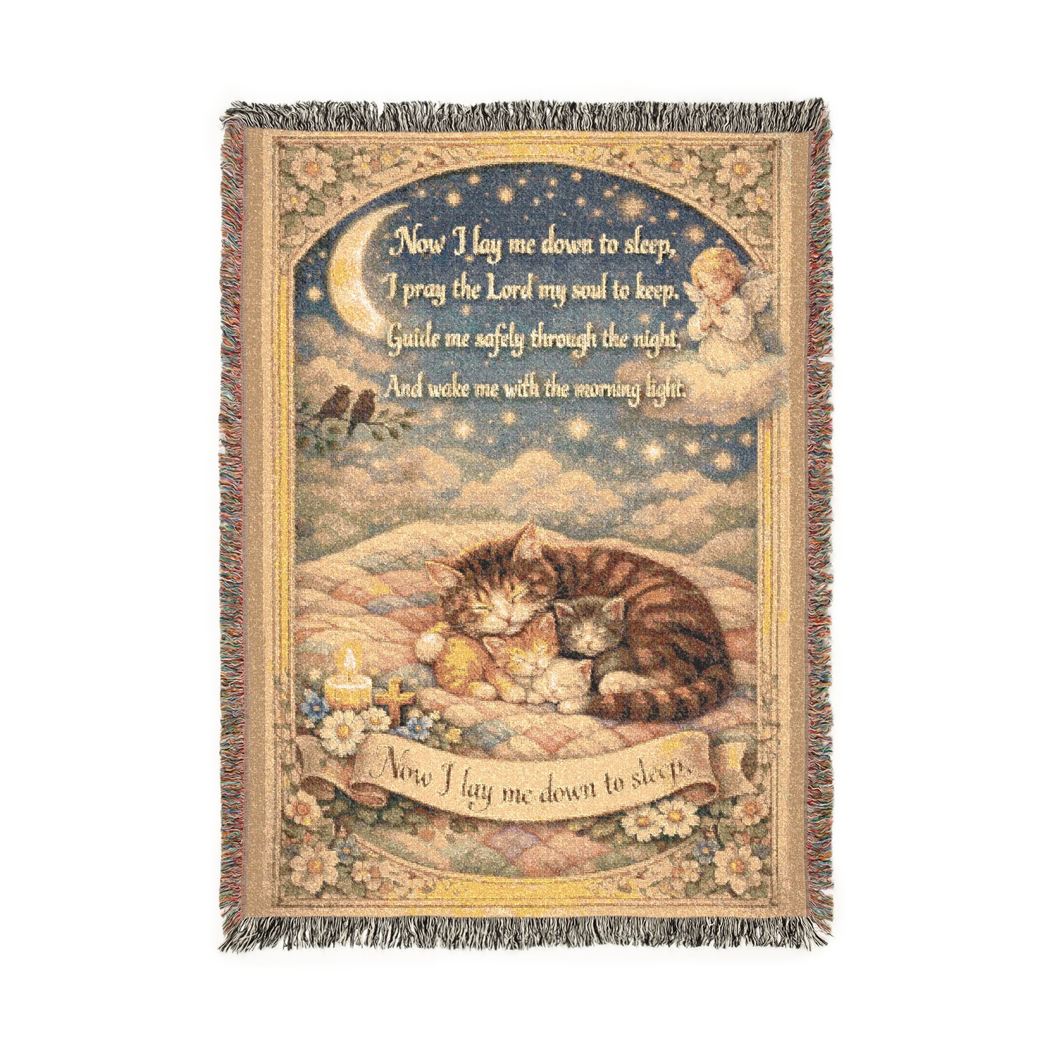 Now I Lay Me Down to Sleep Blanket, Christian Baby Blanket, Woven Cotton Nursery Prayer Decor, Heirloom Baptism Baby Shower Gift product thumbnail image