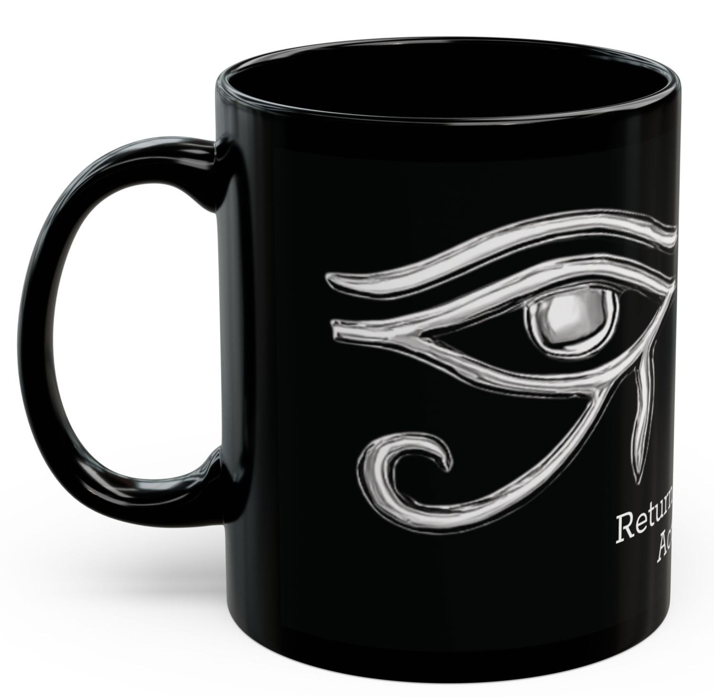 Eye of Horus &amp; Eye of Ra Protection Mug – Witchy Coffee Cup, Pagan Gift, Spiritual Occult Drinkware, Black Ceramic Witch Mug (11oz / 15oz) product thumbnail image