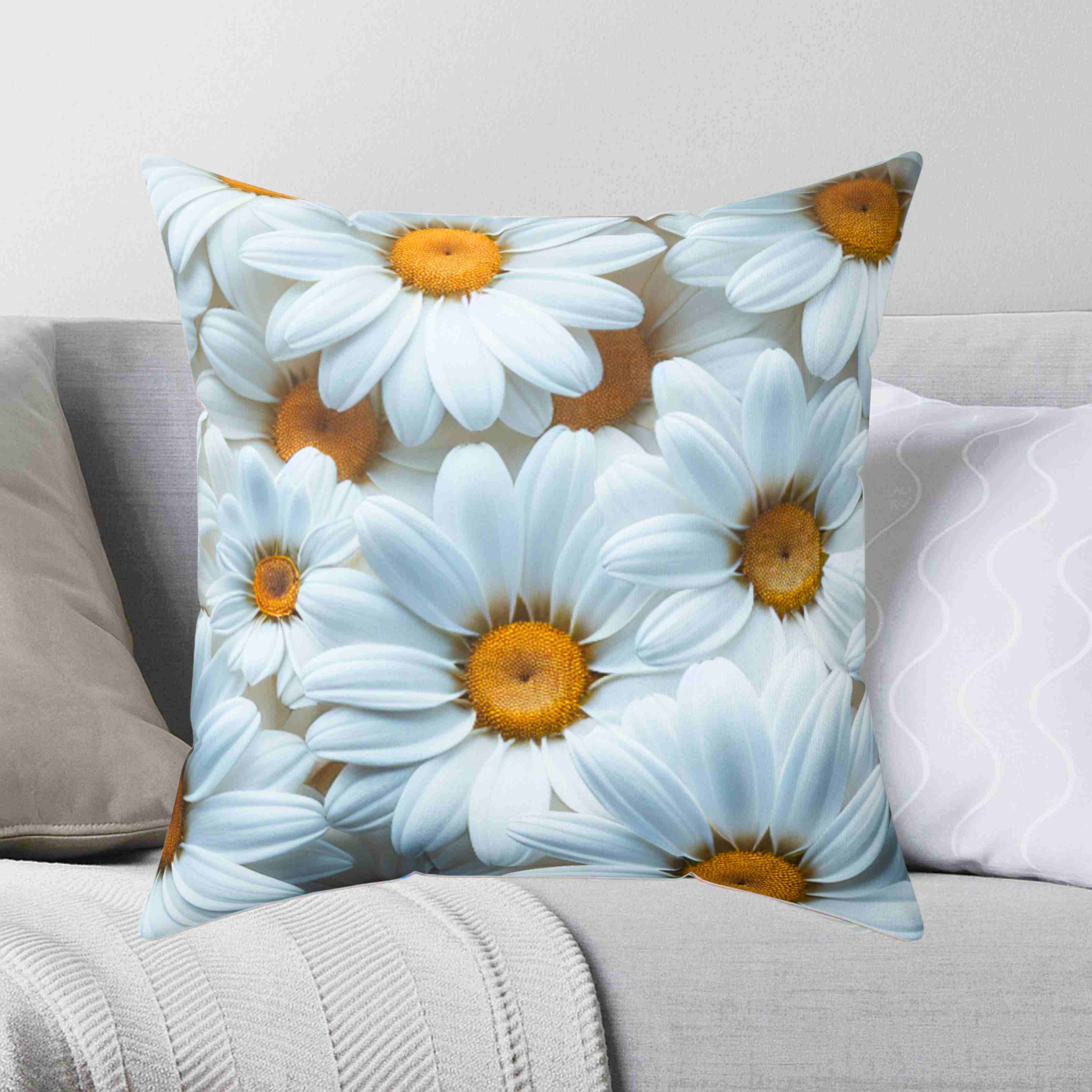 Daisy Pillow |  Daisies Pillow Covers | Couch Cushion Washable Pillow Case | Spring Decor product thumbnail image