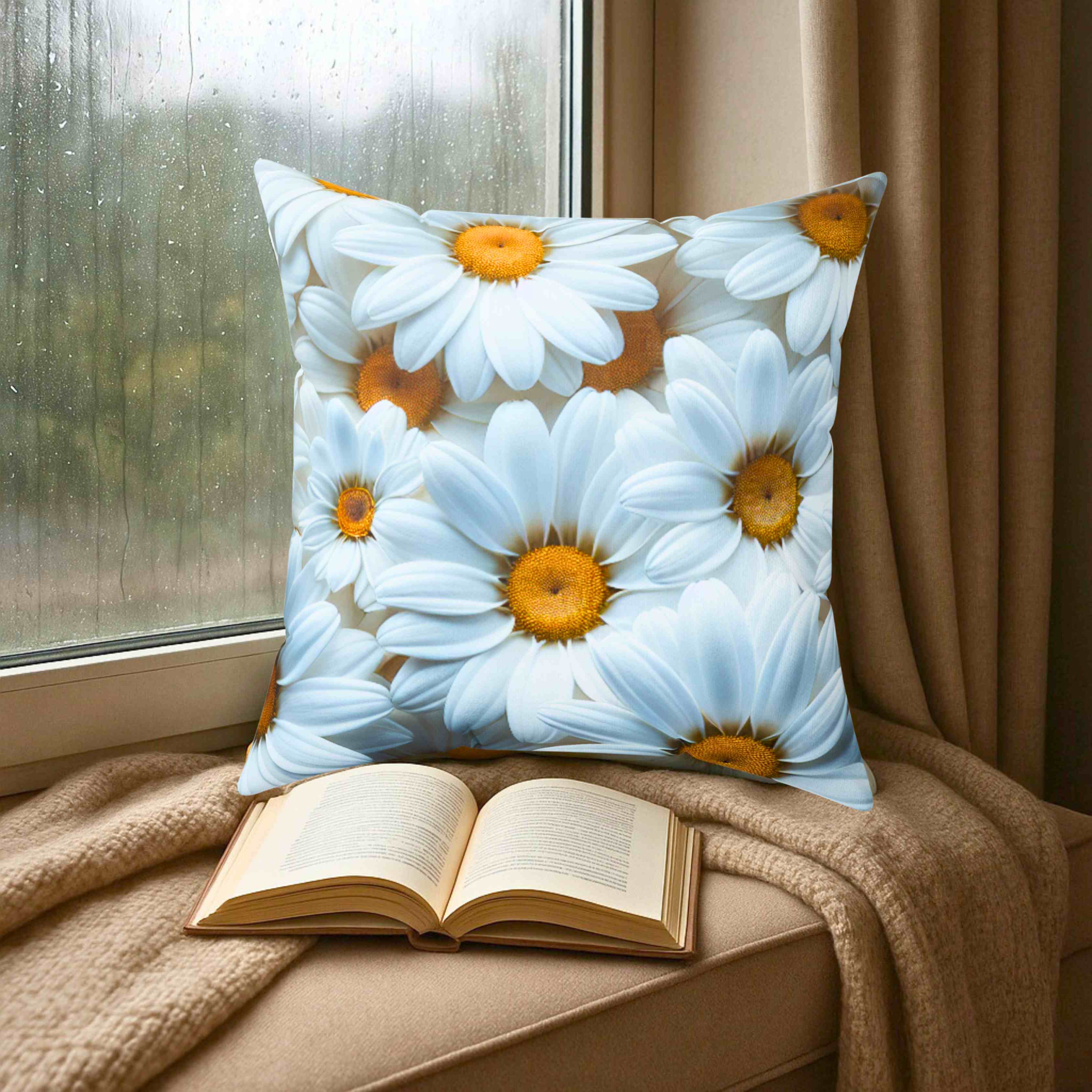 Daisy Pillow |  Daisies Pillow Covers | Couch Cushion Washable Pillow Case | Spring Decor product thumbnail image