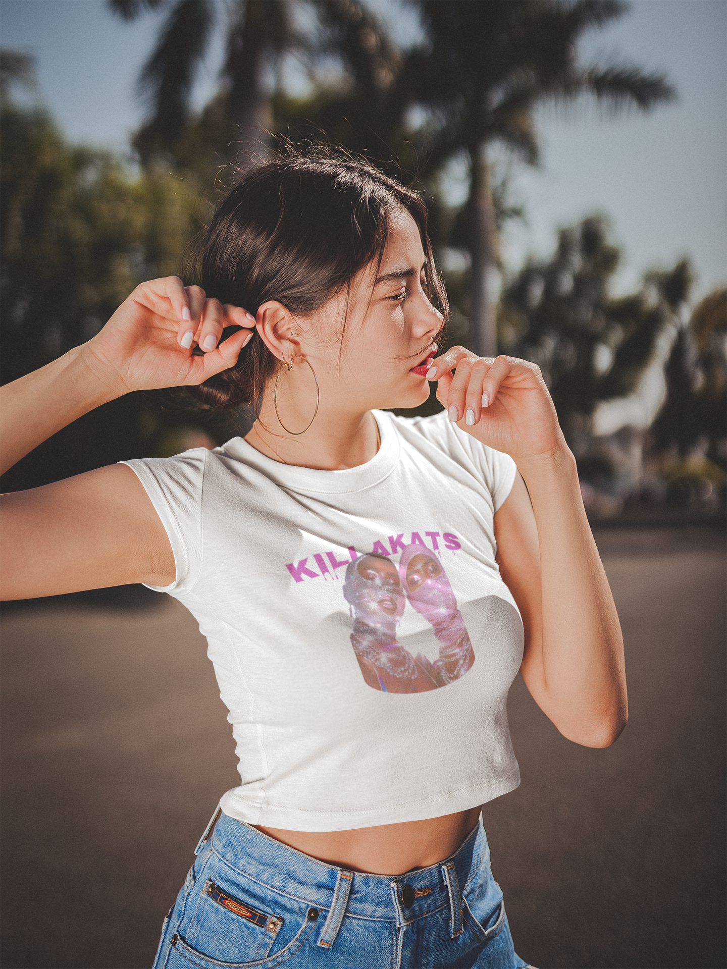 Women's KillaKats Baby Tee — Graphic Women's Crop T-Shirt product thumbnail image