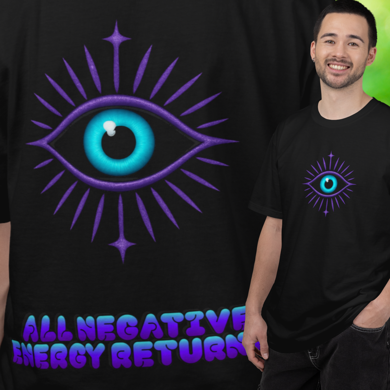 All Negative Energy Returned Eye T-Shirt — Mystic Evil Eye Graphic Te product thumbnail image All Negative Energy Returned Eye T-Shirt — Mystic Evil Eye Graphic Te product thumbnail image
