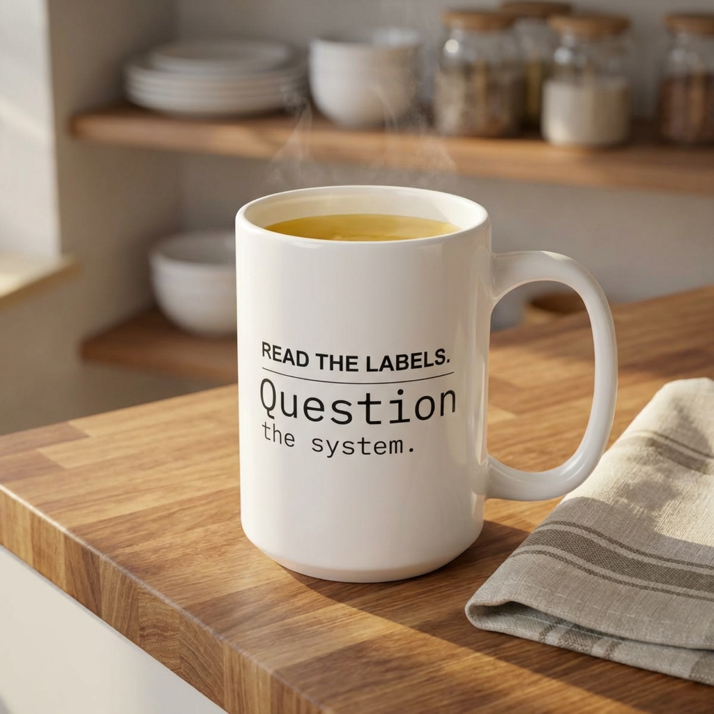 White Ceramic Mug – "Read the Labels" - Coffee Mug (11oz &amp; 15oz) | Clean Living