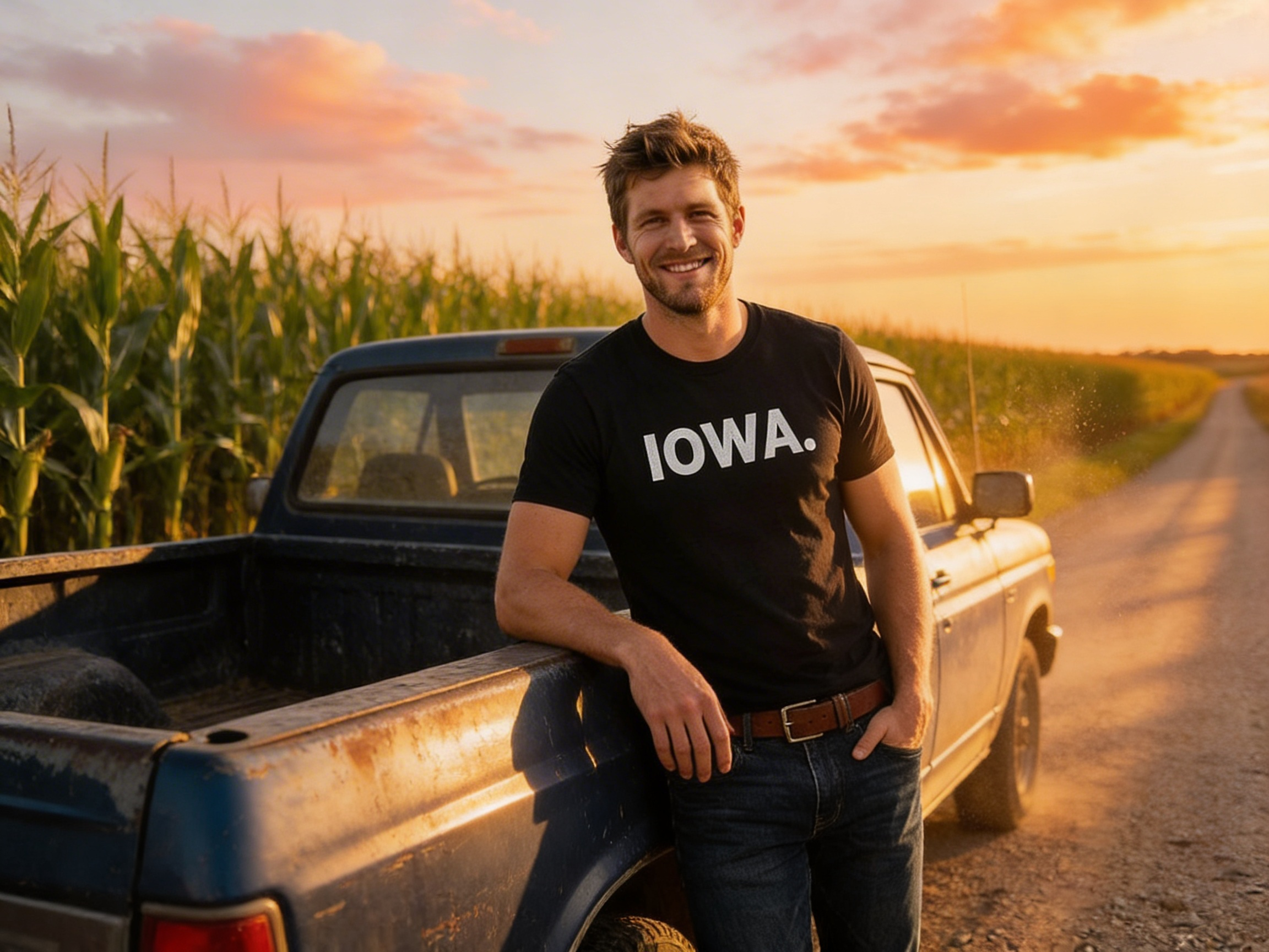 IOWA. Minimalist Men’s T-Shirt — Clean State Pride Tee product thumbnail image