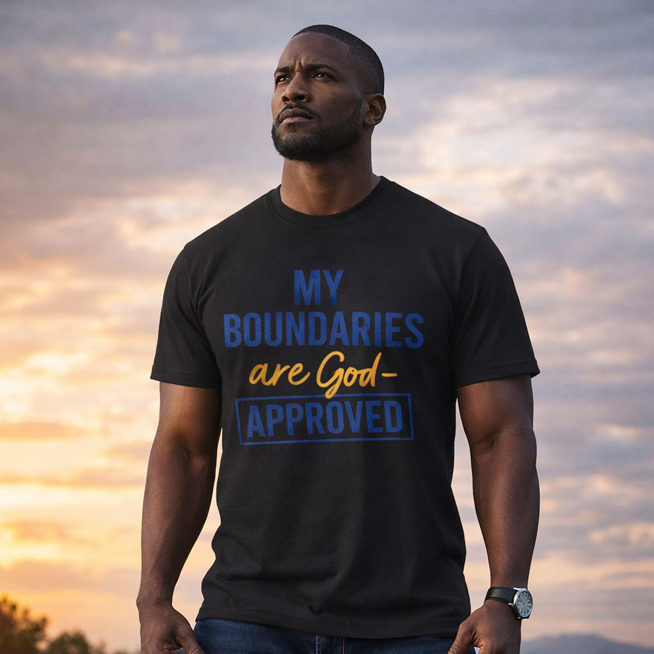 My Boundaries Are God-Approved – Faith-Based Statement Tee product thumbnail image