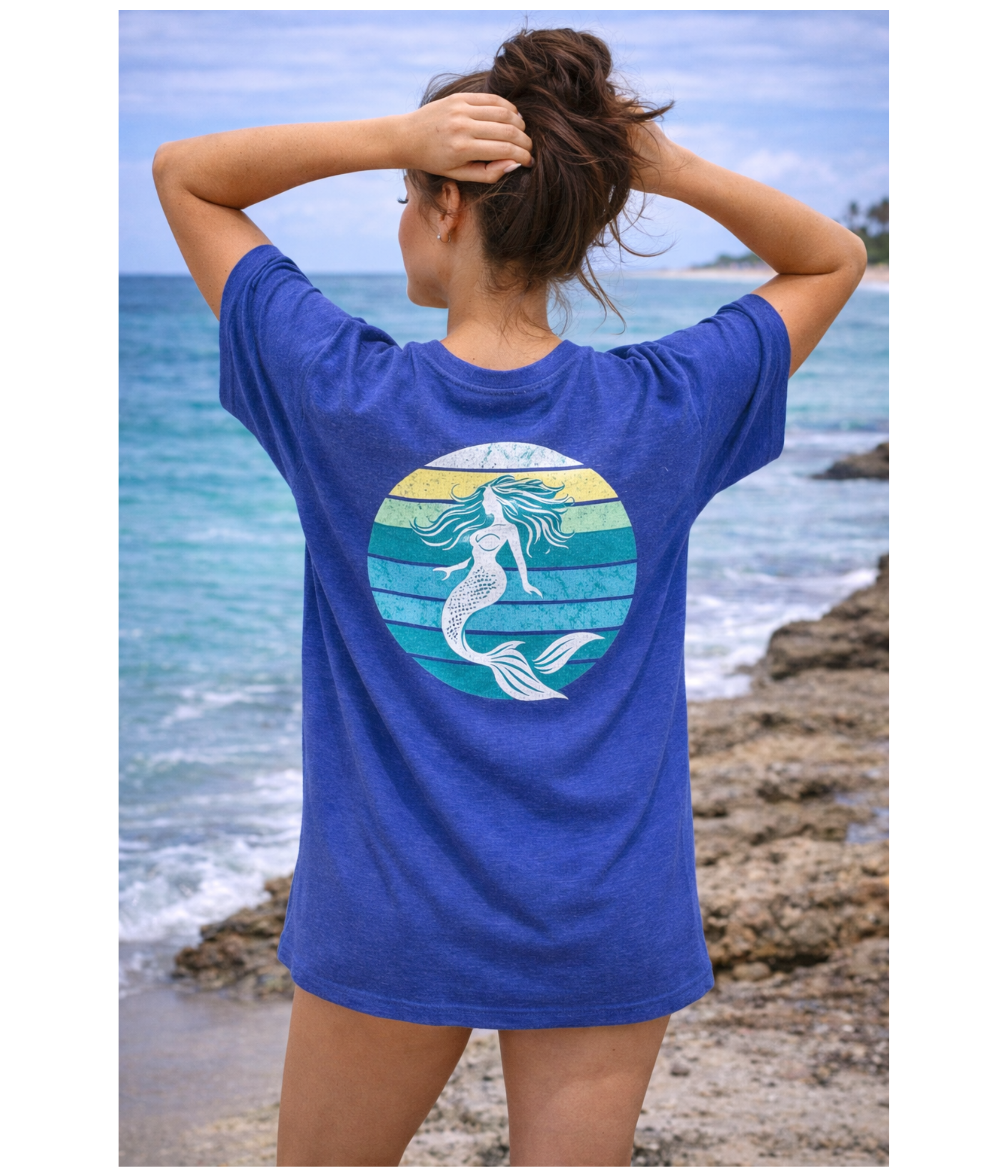 Mermaid Tee, Vintage Retro Ocean Graphic Tee, Coastal Beach Vibes T-Shirt product thumbnail image