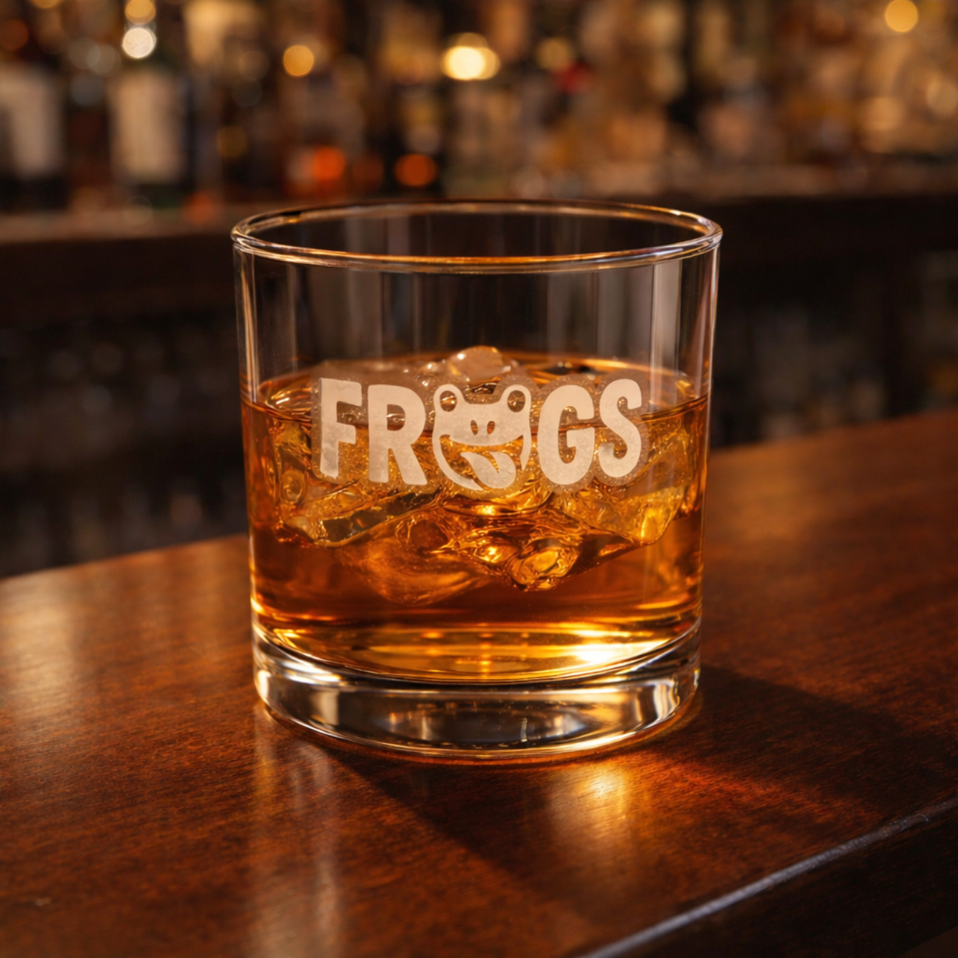 Engraved 'FRUGS' Whiskey Glass — 10.5 oz Engraving Rocks Glass