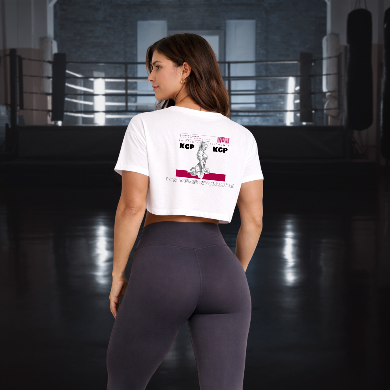 Damn, She Worked Hard — Women's Cropped Boxy Tee (Vivid Pink)