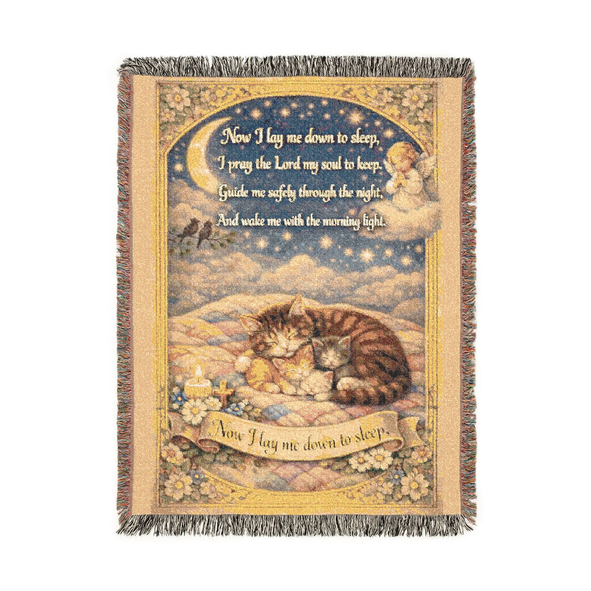 Now I Lay Me Down to Sleep Blanket, Christian Baby Blanket, Woven Cotton Nursery Prayer Decor, Heirloom Baptism Baby Shower Gift product thumbnail image