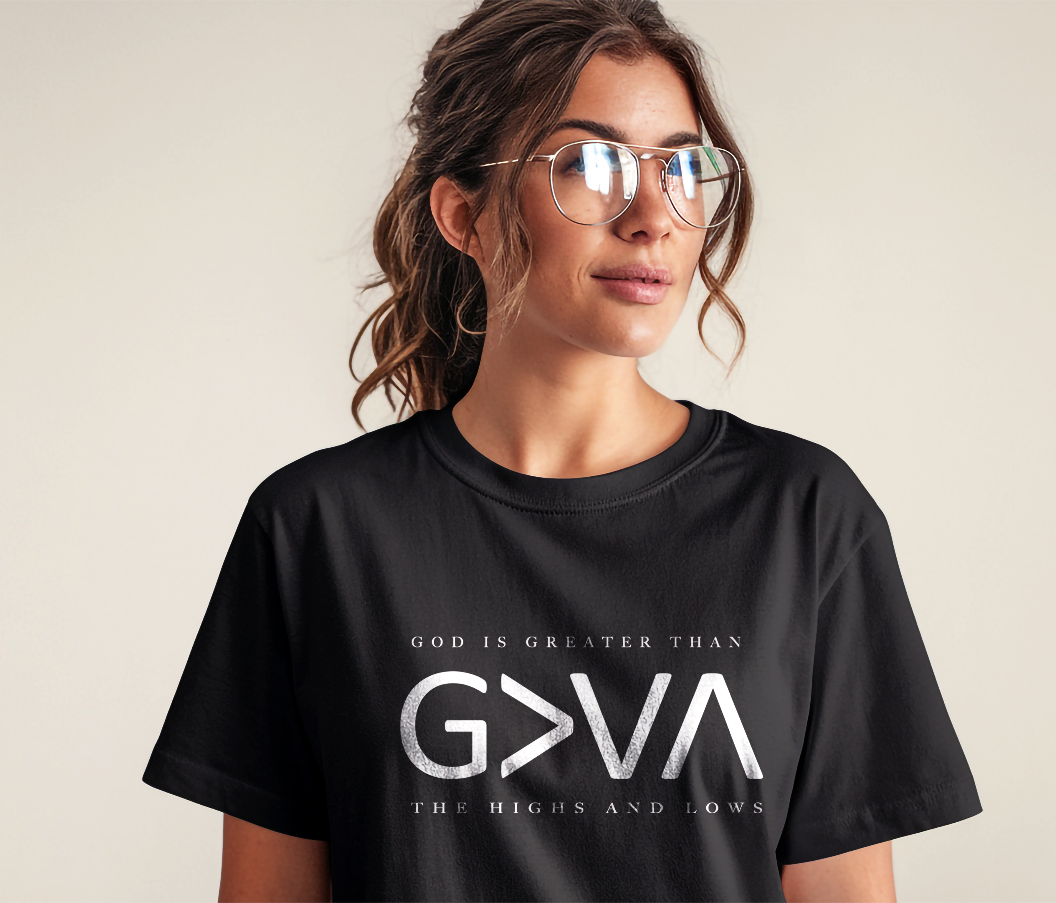 God Is Greater Than The Highs and Lows T-Shirt | Christian Faith Tee product thumbnail image God Is Greater Than The Highs and Lows T-Shirt | Christian Faith Tee product thumbnail image