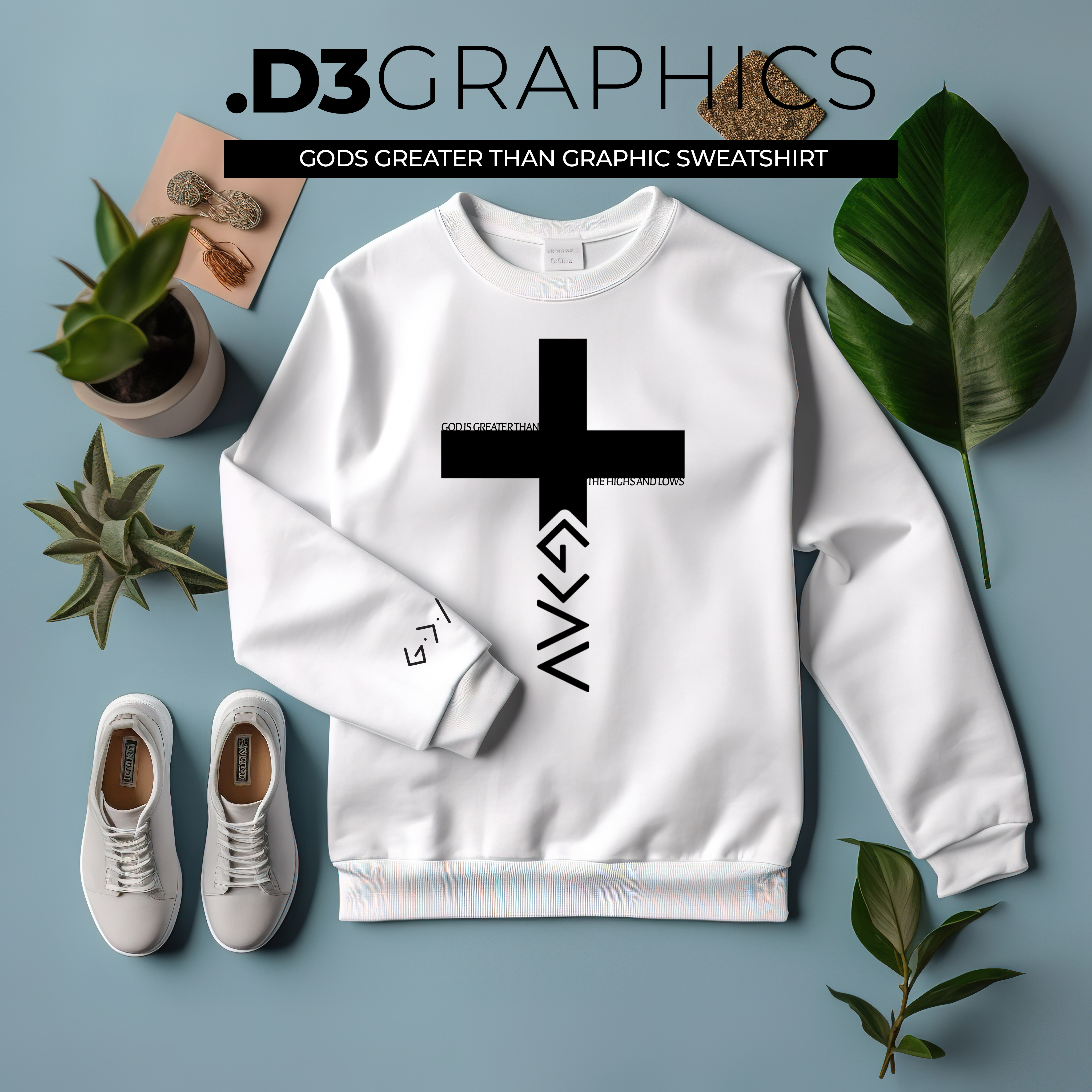 Gods Greater Than highs and lows Cross graphic Sweatshirt  product thumbnail image