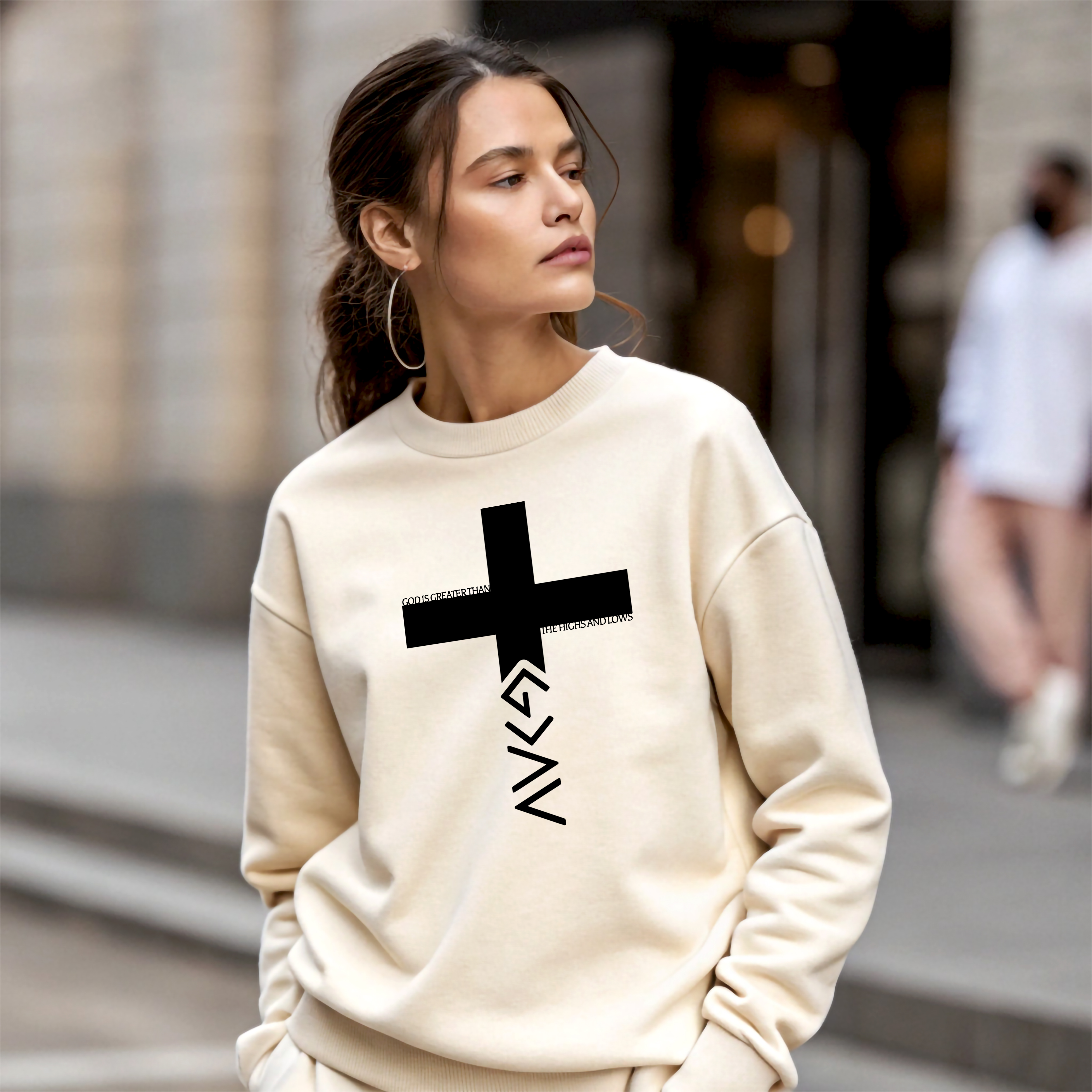 Gods Greater Than highs and lows Cross graphic Sweatshirt  product thumbnail image