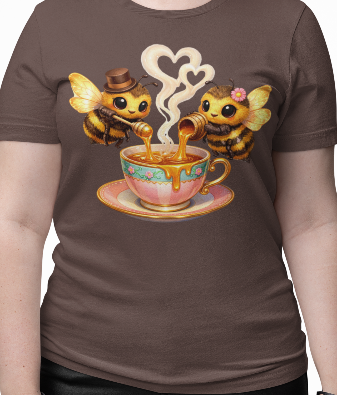 Honeybee Couple Tea Comfort Colors Unisex T-Shirt — Cute Bees Pouring Honey Tea | Love Graphic Tee