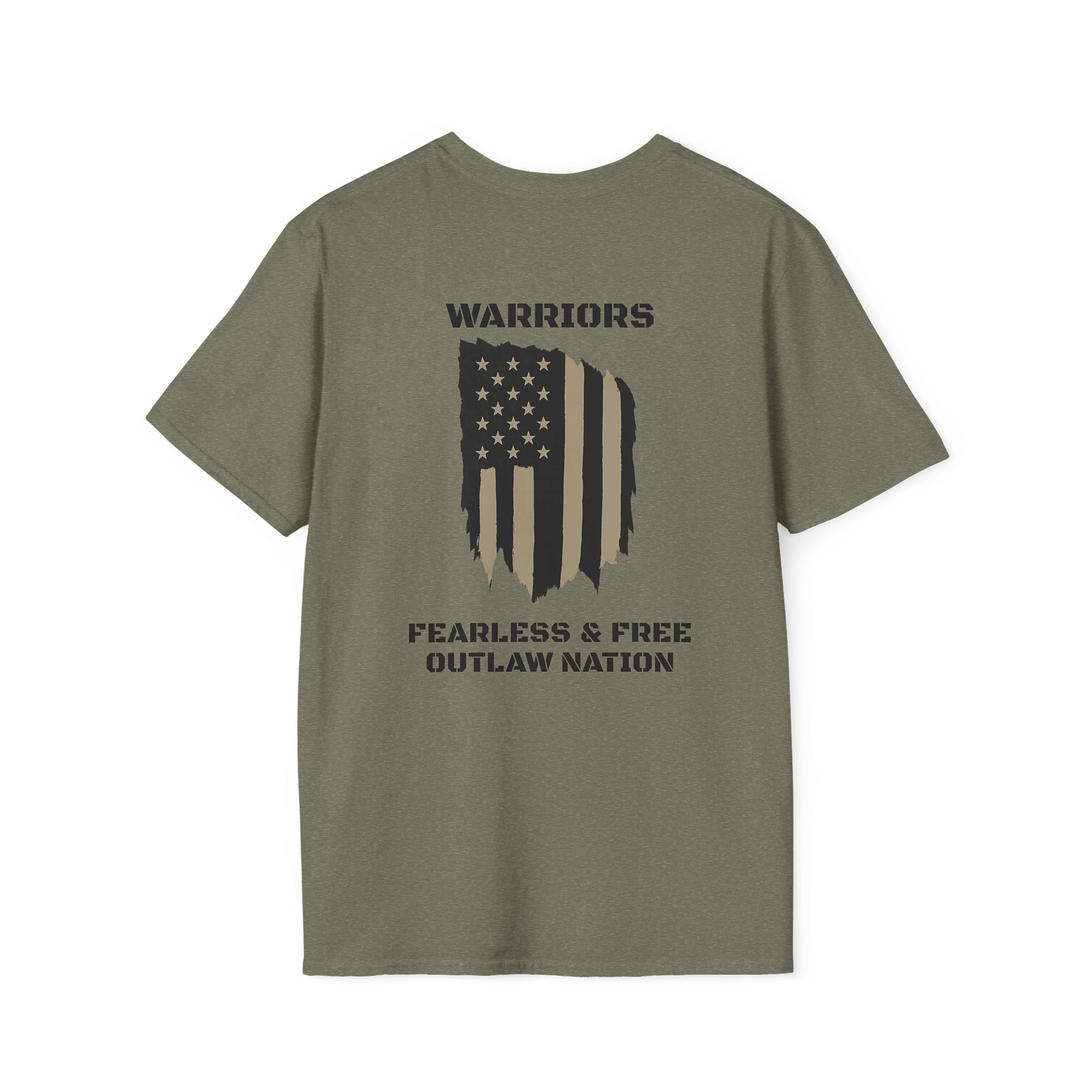 Mens -Warriors Outlaw Nation T-Shirt — "Fearless & Free" American Flag Design product thumbnail image Mens -Warriors Outlaw Nation T-Shirt — "Fearless & Free" American Flag Design product thumbnail image