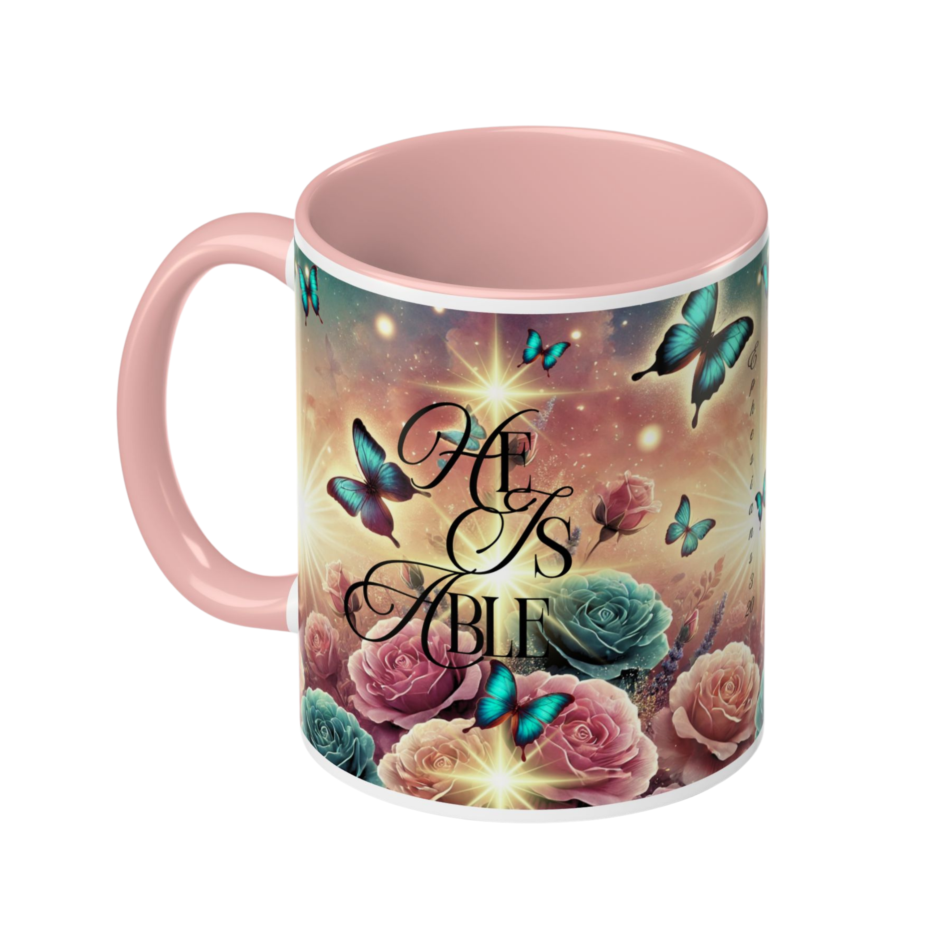 Ephesians 3:20 Butterflies and Roses 11oz Accent Mug product thumbnail image Ephesians 3:20 Butterflies and Roses 11oz Accent Mug product thumbnail image