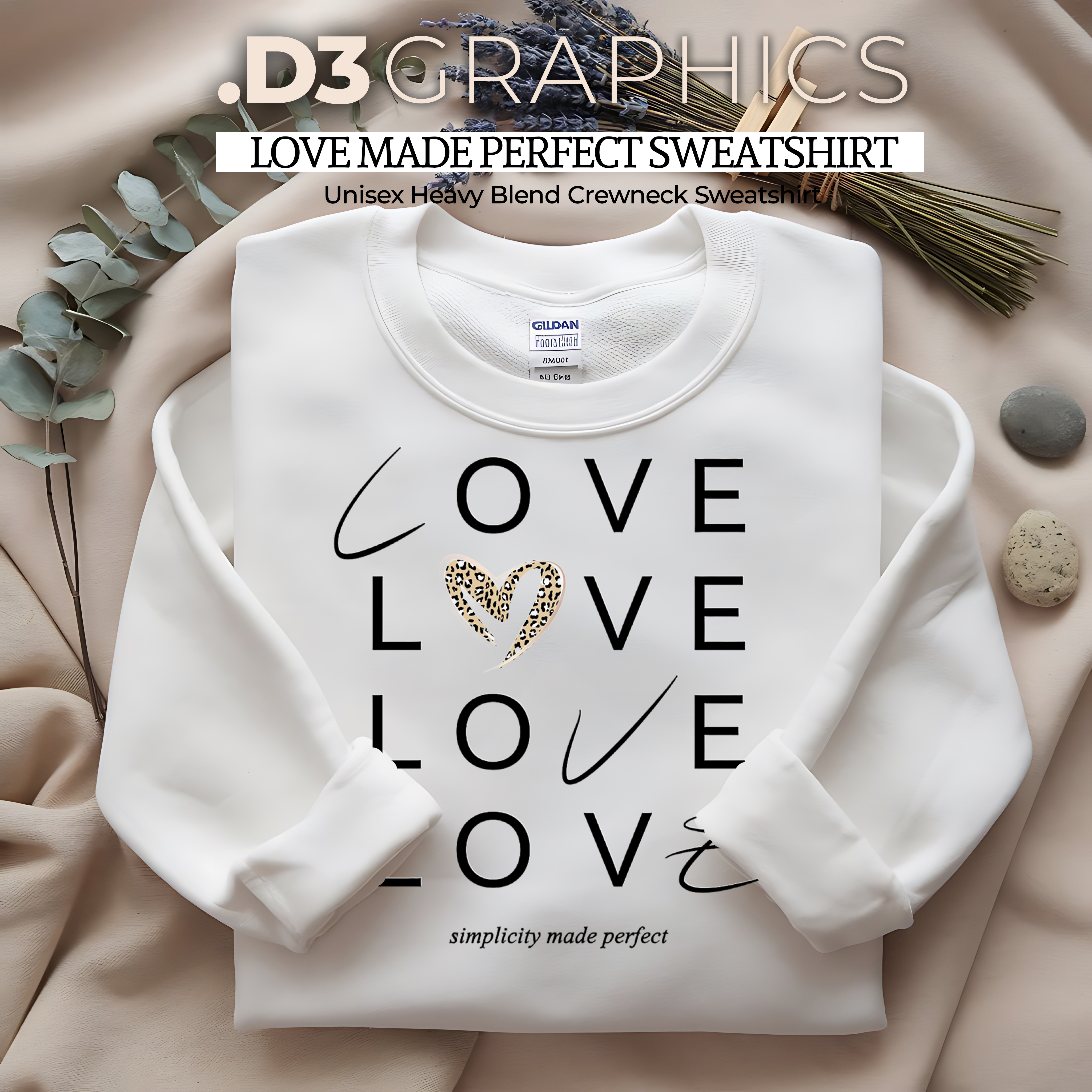 Love Typography Heart sweatshirt | Minimal Script Repeat Love Design