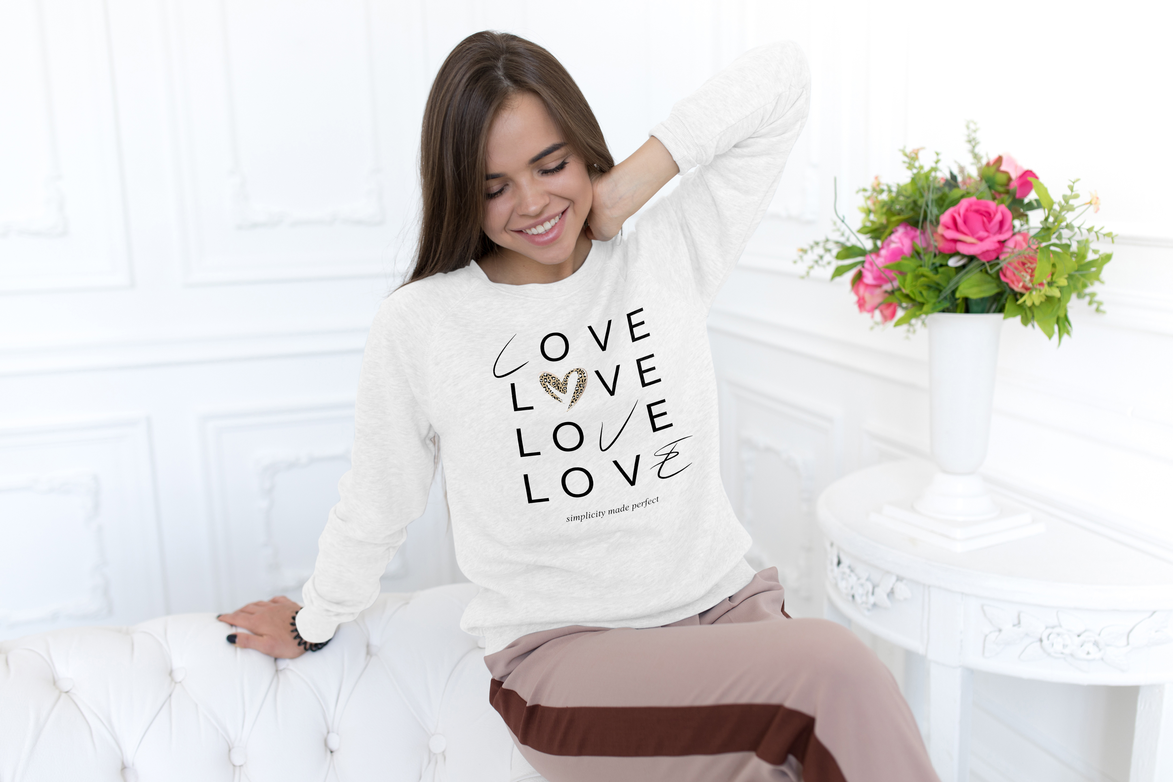 Love Typography Heart sweatshirt | Minimal Script Repeat Love Design product thumbnail image Love Typography Heart sweatshirt | Minimal Script Repeat Love Design product thumbnail image