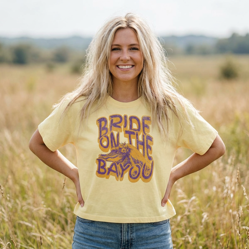 Bride on the Bayou Boxy Tee, Cajun Bachelorette Party Shirt, Southern Bride Graphic T-Shirt, Comfort Colors 3023CL product thumbnail image Bride on the Bayou Boxy Tee, Cajun Bachelorette Party Shirt, Southern Bride Graphic T-Shirt, Comfort Colors 3023CL product thumbnail image
