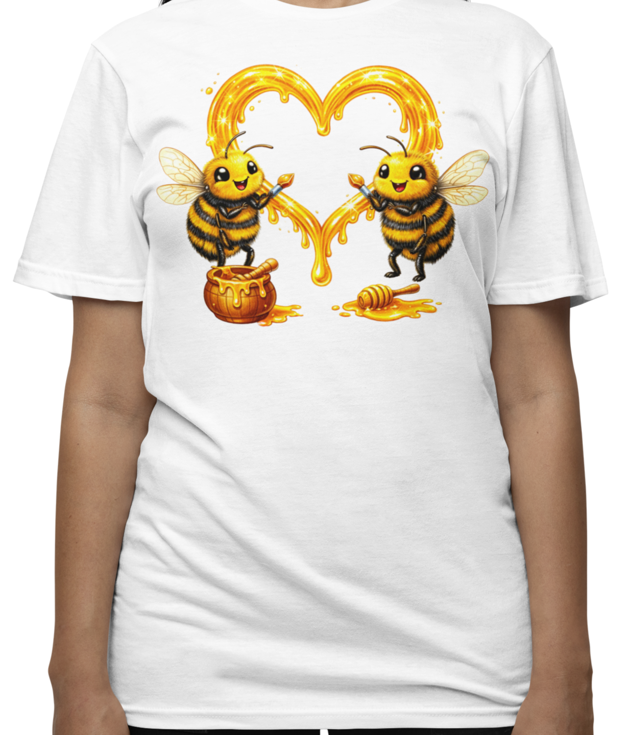 Kids Bee Honey Heart Gildan Unisex T‑Shirt — |Honey Art Cute Honeybees Heart Tee for Children and Youth product thumbnail image