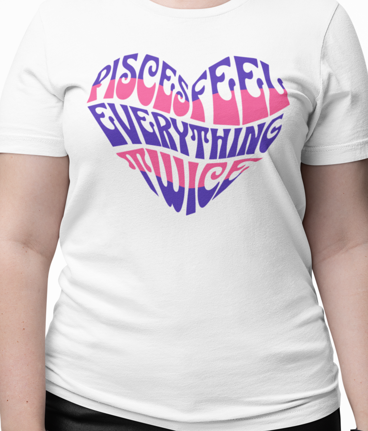 "Pisces Feel Everything Twice" Bella + Canvas Unisex Pisces Horoscope Heart Tee — Astrological Zodiac Shirt product thumbnail image