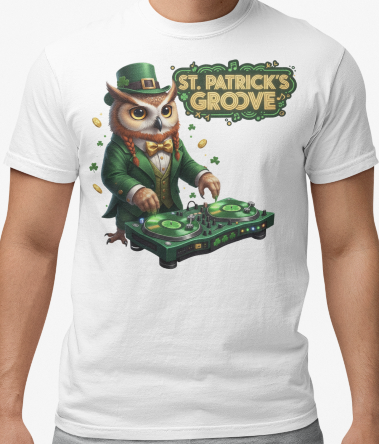 St. Patrick’s Groove Lucky Owl DJ | Comfort Colors Unisex T-Shirt | Exclusive Graphic Design Party Tee product thumbnail image St. Patrick’s Groove Lucky Owl DJ | Comfort Colors Unisex T-Shirt | Exclusive Graphic Design Party Tee product thumbnail image