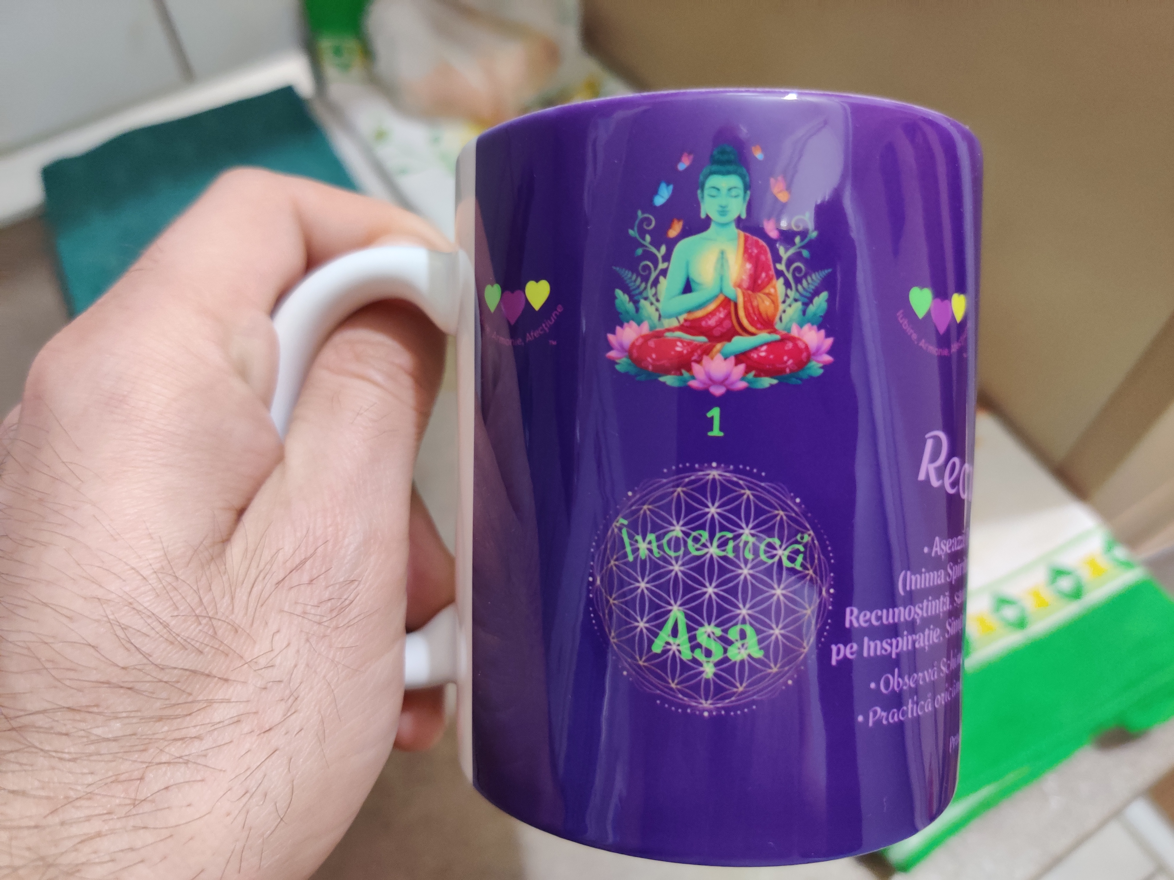 Gratefulness (First Version), Flower of Life, Purple Edition Mug | Gratitude Reminder | Ceramic 11oz, 15oz