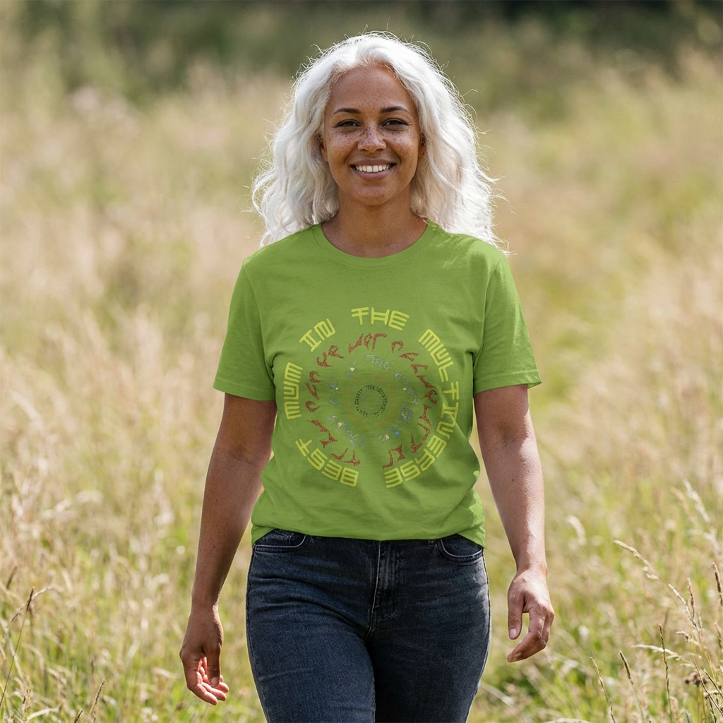 Psychedelic Spiral T-Shirt — 'Best Mum in the Multiverse' Circular Mandala Tee product thumbnail image