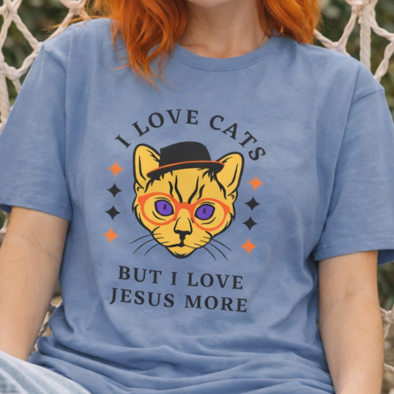 'Jesus Over Cats' Short Sleeve Tee product thumbnail image