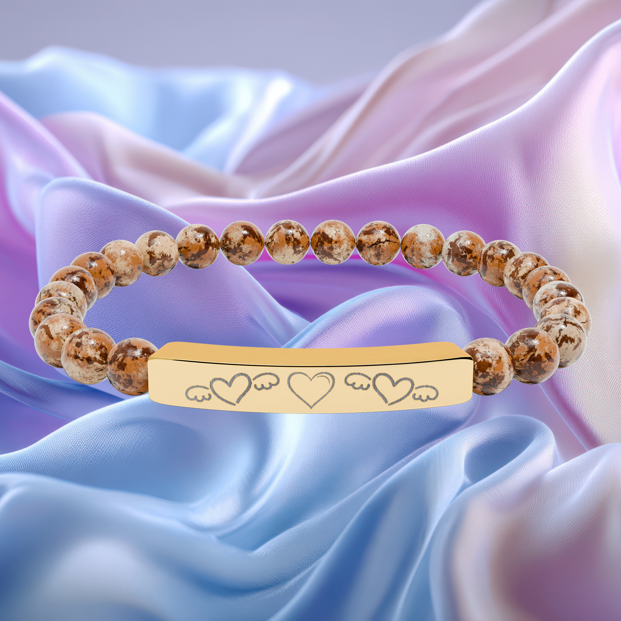 Custom Natural Stone Stretch Bar Bracelet (Engraving) Custom Natural Stone Stretch Bar Bracelet (Engraving)