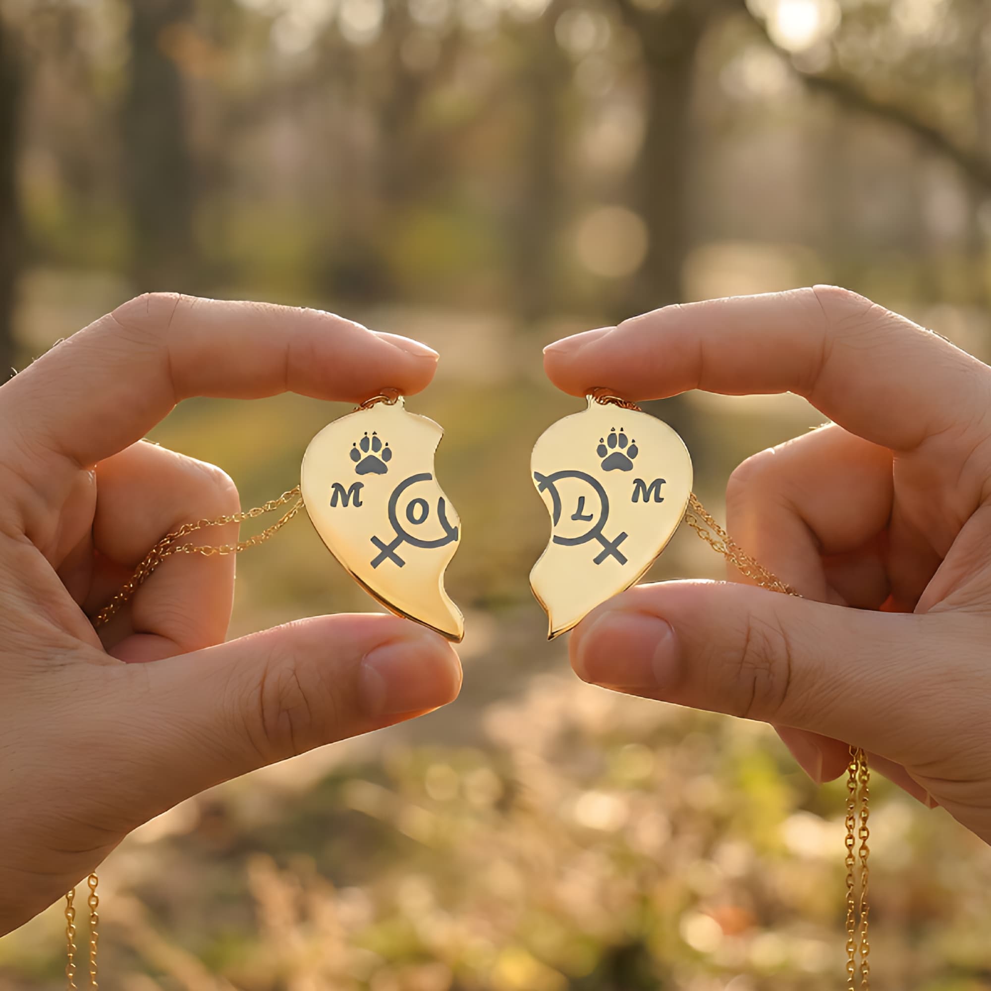 Engraved Personalized Lesbian Couple Heart Necklace - Two-Mom Pet Lover Gift (316L Steel) product thumbnail image