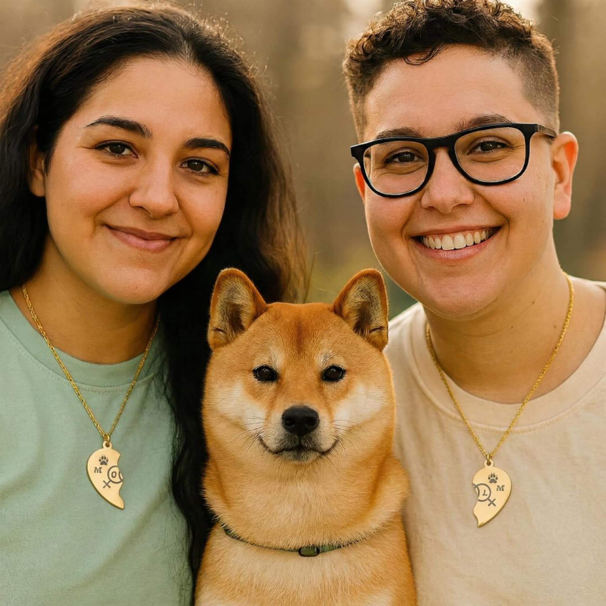 Engraved Personalized Lesbian Couple Heart Necklace - Two-Mom Pet Lover Gift (316L Steel) product thumbnail image