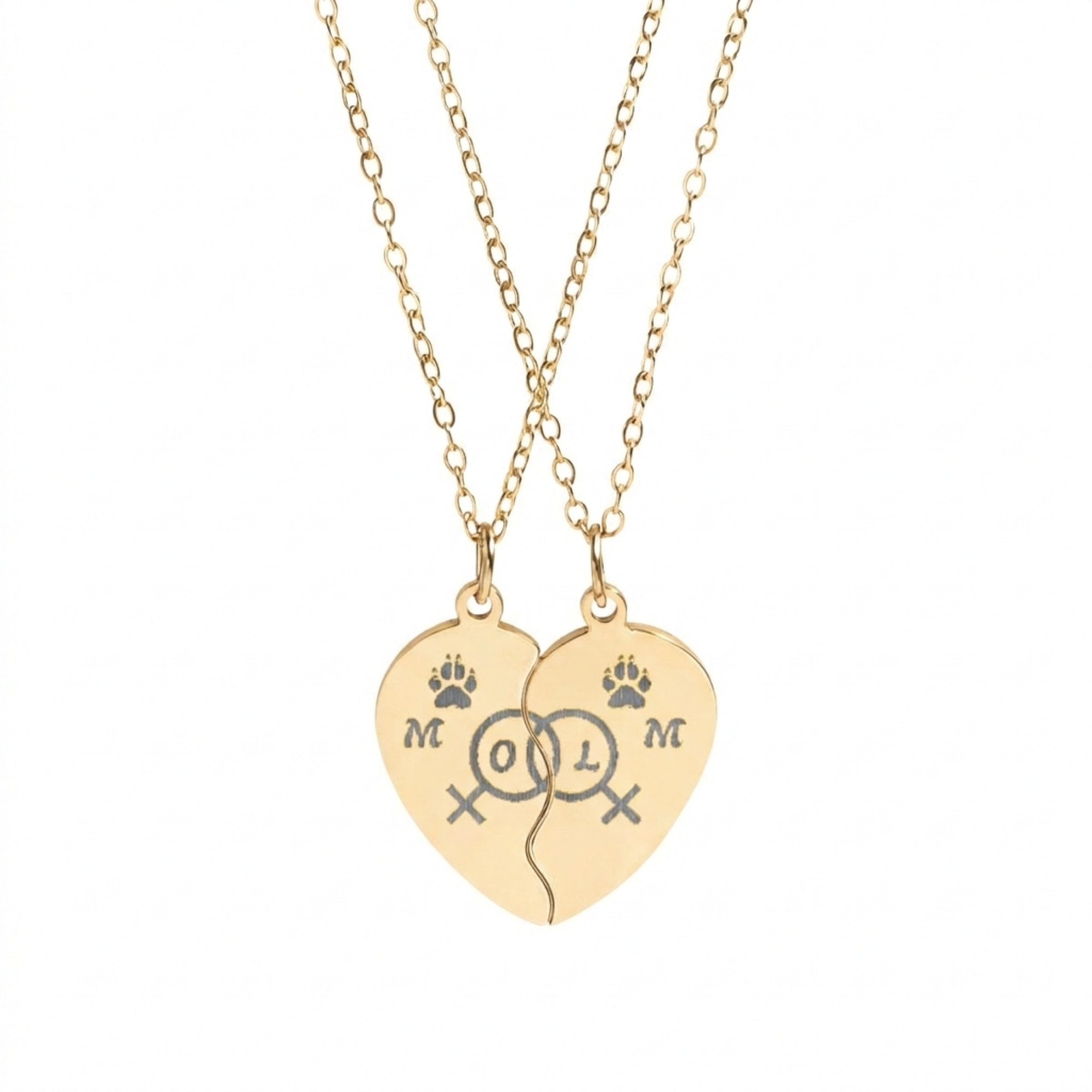 Engraved Personalized Lesbian Couple Heart Necklace - Two-Mom Pet Lover Gift (316L Steel) product thumbnail image