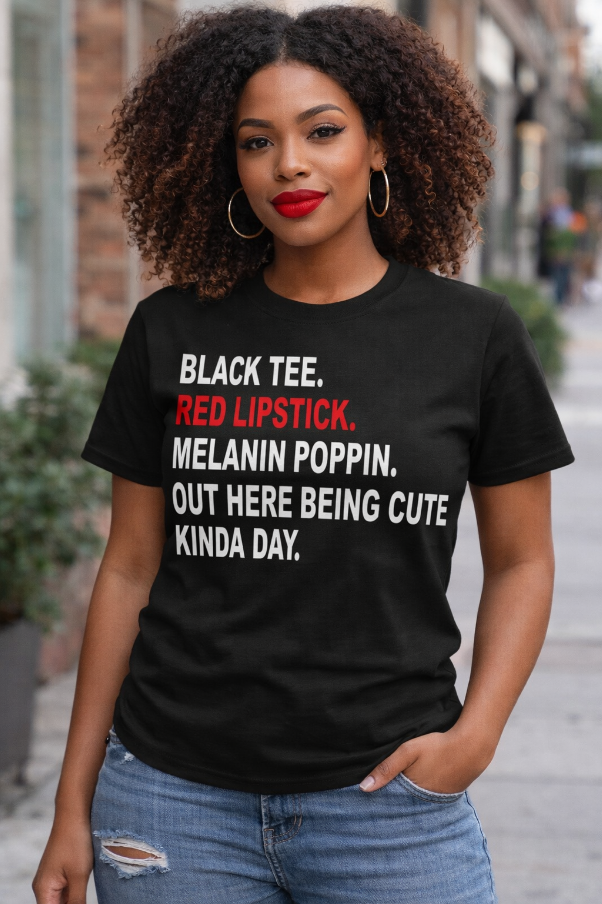 Black Tee Red Lipstick Melanin Poppin Shirt, Cute Melanin Queen Graphic Tee, Confident Black Girl Shirt, Bold Statement Tee product thumbnail image Black Tee Red Lipstick Melanin Poppin Shirt, Cute Melanin Queen Graphic Tee, Confident Black Girl Shirt, Bold Statement Tee product thumbnail image