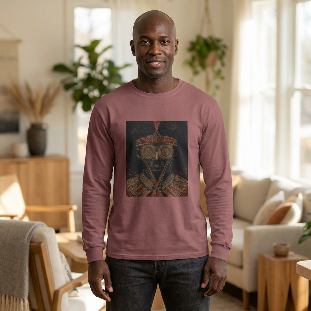 Long Sleeve T-Shirt — Vintage Tribal Mask Artwork 'Skiner' Graphic product thumbnail image Long Sleeve T-Shirt — Vintage Tribal Mask Artwork 'Skiner' Graphic product thumbnail image