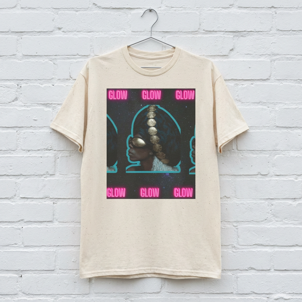 Glow Profile Graphic Tee — Retro Neon Portrait T‑Shirt product thumbnail image