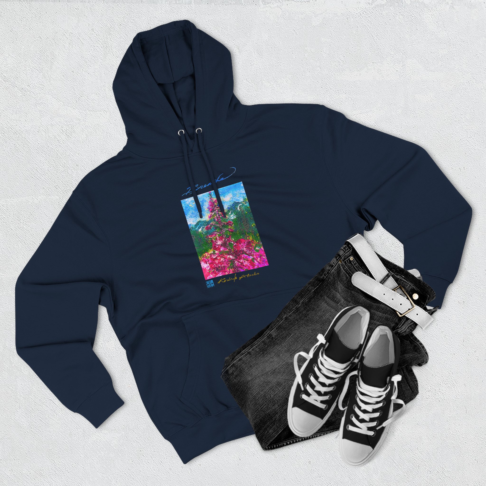 Breathe Kodiak Alaska Canvas Art Hoodie — Three-Panel Fleece Hoodie product thumbnail image Breathe Kodiak Alaska Canvas Art Hoodie — Three-Panel Fleece Hoodie product thumbnail image