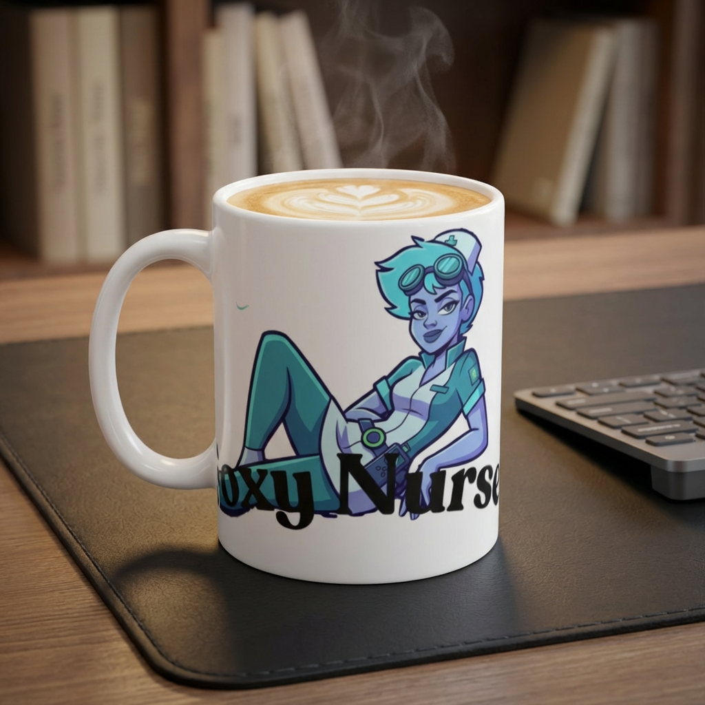 Foxy Nurse 11oz Coffee Mug — Pinup Nurse Illustration