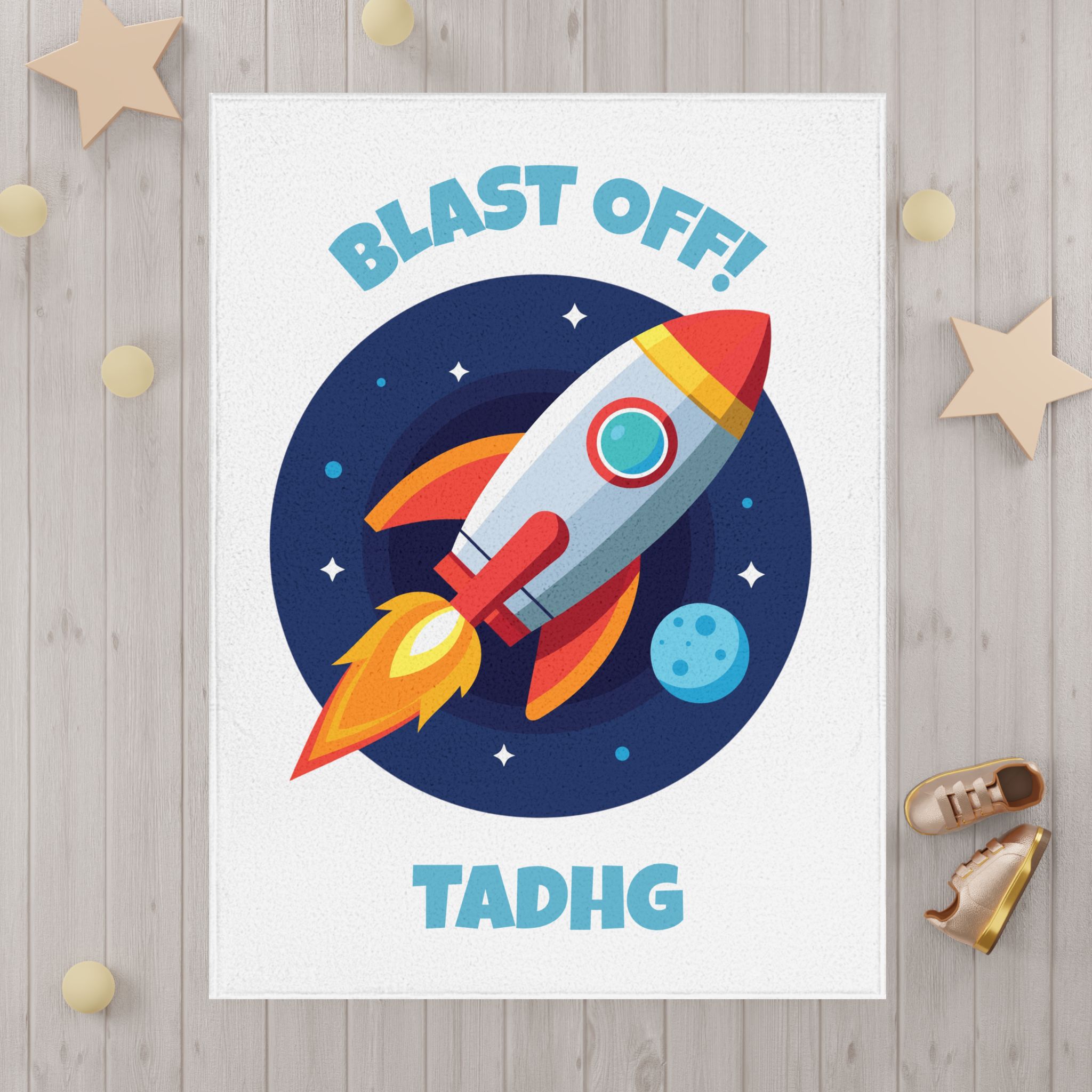 Personalised Space Rocket Toddler Blanket product thumbnail image Personalised Space Rocket Toddler Blanket product thumbnail image