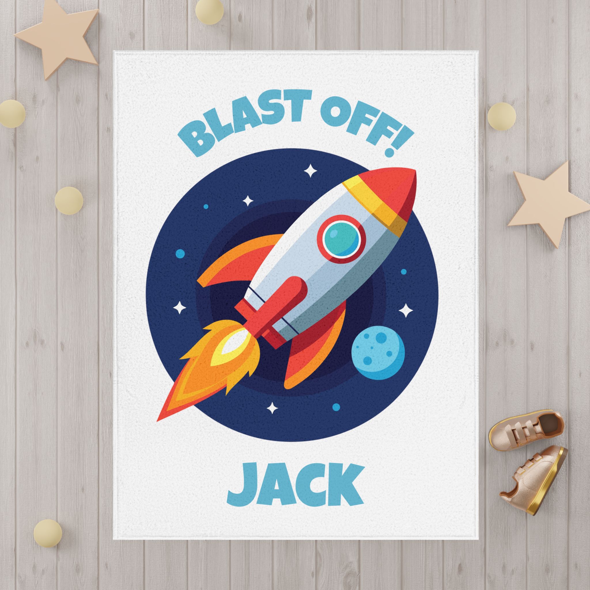 Personalised Space Rocket Toddler Blanket product thumbnail image