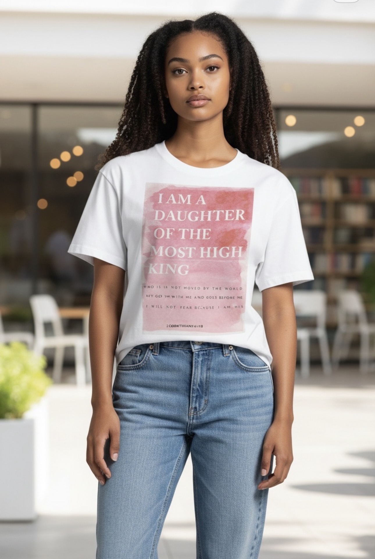 Daughter of the Most High King Tee — Christian Faith Graphic T‑Shirt (Pink Watercolor)