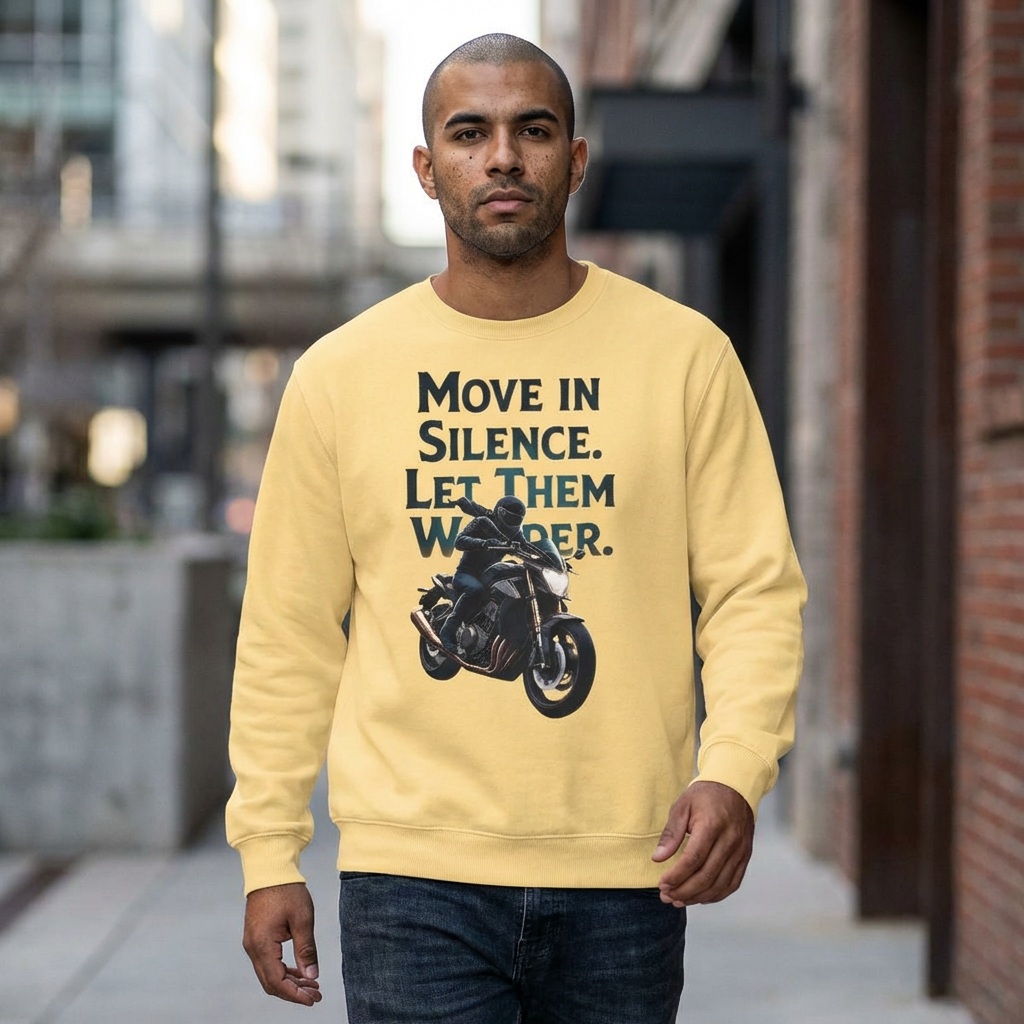Sweatshirt — "Move in Silence, Let Them Wonder" Motorcycle Graphic product thumbnail image Sweatshirt — "Move in Silence, Let Them Wonder" Motorcycle Graphic product thumbnail image