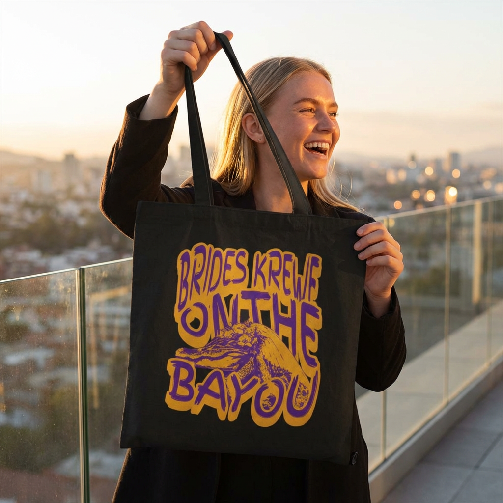 Brides Krewe on the Bayou Tote Bag, Cajun Bachelorette Party Bag, New Orleans Bride Squad Gift, Mardi Gras Bride Tote, Louisiana Wedding Weekend Bag